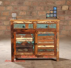 Armario de madera reciclada Barnwood reciclada mueble de TV de madera reciclada para el hogar moderno