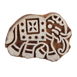 Elephant Shaped Printing Blocks Manufacturer <b>Wooden</b> Indian Hand <b>Carved</b> Decorative Textiles Crafted Block Printing Stamp - Product Image 1