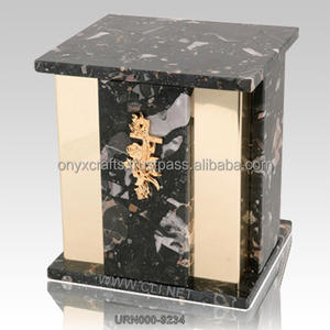 Estilo Americano negro cebra mármol chapado en oro urna funeraria bajo barato al por mayor - Product Image 1