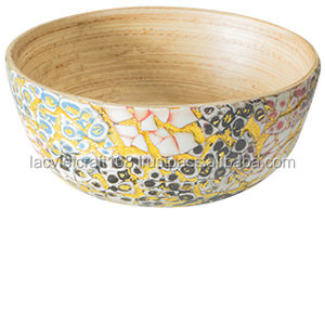 Meilleures ventes Bol rond en incrustation de coquille d'oeuf en bambou filé de haute qualité pour la vaisselle et les restaurants du Viet Nam - Product Image 3