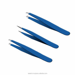 Ensemble de pinces professionnelles incurvées en acier inoxydable 2026, couleur bleue, vente chaude avec finition excellente - Product Image 1