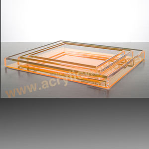 Bandeja para servir con 2 asas Bandeja acrílica blanca personalizada Cubierta de bandeja acrílica - Product Image 1