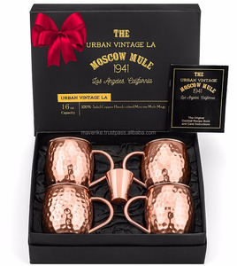 Moscow Mule Copper Mugs <b>Set</b> of 4 100% Handmade Food Safe Pure Solid Copper Mug for Beer <b>Cocktail</b> Drink Ware Mug - Product Image 1