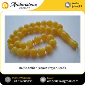 Cuentas de Color amarillo para oración islámica, ámbar del Caribe, a granel - Product Image 1