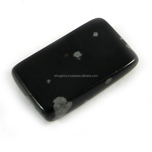 Meilleure pierre naturelle obsidienne flocon de neige 16x26mm, cabochon rectangulaire coussin, 5,70 g, pierre précieuse pour bijoux - Product Image 2