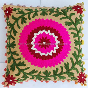 Suzani ปลอกหมอนอิงผ้าคอตตอนสไตล์อินเดีย,ทำด้วยมือปลอกหมอน Suzani - Product Image 1