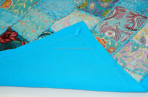 Vintage azul turquesa Sari Patchwork tapices hilo metálico bordado colgante de pared - Product Image 2