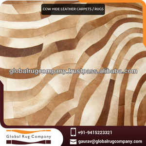 Top vente peau de vache en cuir Patchwork tapis et ensembles motif abstrait haute pile mur à mur pour la maison et le bureau - Product Image 3