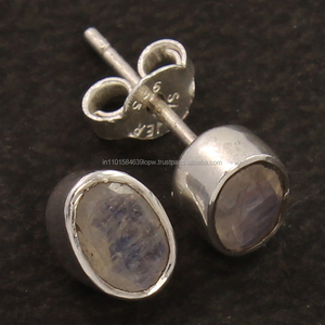 Haute qualité naturel facettes arc-en-ciel pierre de lune Simple petites boucles d'oreilles mignonnes 0.8 CM usure quotidienne boucle d'oreille pour femmes filles - Product Image 2