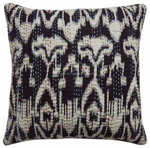 Funda de cojín indio Ikat Kantha, 16x16, almohadas bohemias decorativas étnicas, fundas de almohada con estampado de ikat, hechas a mano - Product Image 1