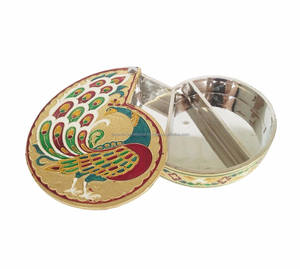 Boîte à chocolat décorative en meenakari faite à la main, motif paon |   Boîte de fruits secs |   Boîte de rangement au meilleur design - Product Image 6