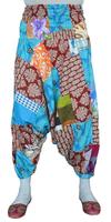 Pantalon Harem en Patchwork de Coton, Pantalon Bohème Gypsy, Pantalon Indien Afghani, Pantalon Capri Ample, Pantalon de Danse du Ventre Harem