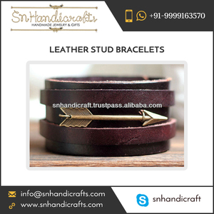 Handmade Magic <b>Belt</b> Style Arrow Studded Genuine Leather <b>Stud</b> Bracelet From Certified Company - Product Image 1