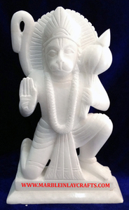 Belle statue de seigneur Hanuman Ji en marbre blanc faite à la main de style occidental unique avec Sculpture bali en marbre Bajrang de position debout - Product Image 6