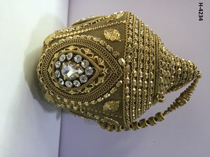 Bolso de fiesta con cuentas H4233 hecho a mano, bolso de noche dorado y plateado para mujer, compras en línea en India - Product Image 2