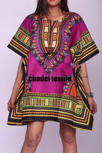 Robe maxi africaine Dashiki, poncho tribal, chemise courte, kaftan, 100% coton, imprimé vintage, vêtements de plage - Product Image 6
