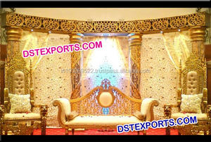 Scène de thème de mariage en Fiber d'or, 1 pièce, décor de réception, en métal doré - Product Image 4