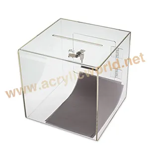 Urna de plástico transparente con cerradura acrílica, caja de regalo - Product Image 1