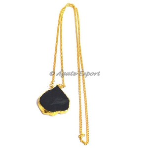 Negro ágata rebanada collar - Product Image 1