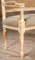 Diseño europeo muebles para el hogar sala de estar sofá de tela de madera a granel al por mayor francés país Vintage antiguo bastón trasero