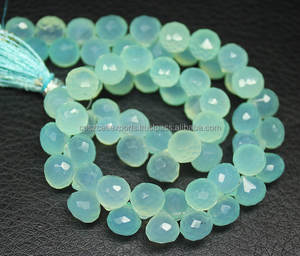 Aqua Calcédoine Oignon à Facettes Goutte Briolette Perles Cristal Bleu Verre Lampwork Ciblé pour Bijoux Loose Strand Gemstone - Product Image 2