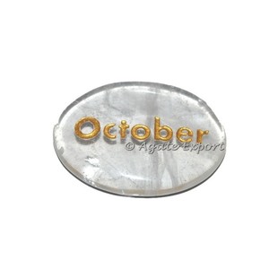 Cristal cuarzo October Word grabado piedra: piedra grabada personalizada - Product Image 1