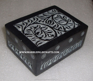 กล่องหินสบู่สีดำ,กล่องและกล่องดีไซน์แกะสลักจากหินสบู่ - Product Image 1