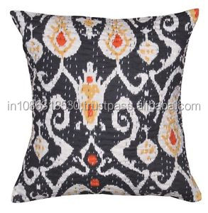 Cojín decorativo étnico tradicional hecho a mano para el hogar, almohada con estampado de Ikat indio, algodón bordado Kantha para uso en Hotel - Product Image 3