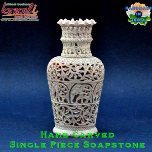 Amazing Soapstone Carving Flower <b>Vases</b> of Various Size Design Indian <b>Stone</b> Carving - Product Image 5