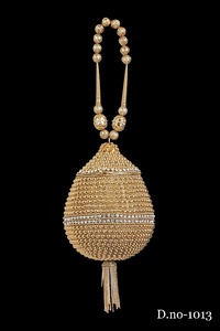 Vivid Handcrafted Ladies Bridal Clutch 1011 Designer Evening <b>Metal</b> <b>Beaded</b> Stone Purses 1-1.9L Capacity Chain Strap Flap Closure - Product Image 3