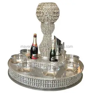 Luxury wedding table decoration catering crystal lazy Susan centerpiece 2 tier with 8 food bowls Handicrafts