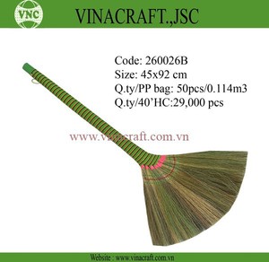 Vietnamese Natural Burma Grass Broom with Colorful Handle Eco-Friendly Household <b>Cleaning</b> <b>Tool</b> - Product Image 2