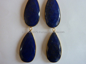 Connecteur de pierres précieuses Lapis Lazuli avec finition en or vermeil Composants de fabrication de bijoux pour chaînes - Product Image 5