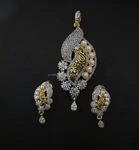 Buy Fancy Designer Diamond Pendant Set - C4982