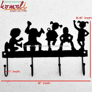 Cintres pour clés et manteaux en métal, pièces de décoration pour la maison, en fer forgé, unique, noir, tendance - Product Image 4