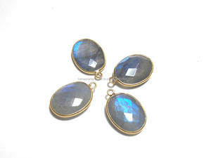 Natural <b>Labradorite</b> Gemstone With Gold Plated Handmade Single Bail Jewelry Making Components Bezel Connector - Product Image 6