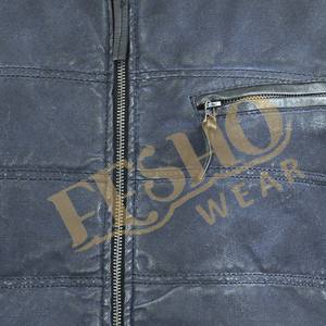 Chaqueta de algodón y cuero para hombre de alta calidad con logotipo frontal de piel de vaca, prendas de vestir exteriores elegantes, ropa informal duradera de moda personalizada OEM - Product Image 5