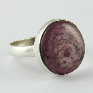 Anillo de Plata de Ley 925 y rubí, Gema redonda deslumbrante, plata antigua, venta al por mayor - Product Image 2