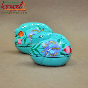 Turquois handmade hand painted rabbit shape paper mache animals wedding favor <b>gift</b> <b>box</b> - Product Image 6