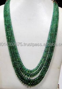 Collier de perles vert émeraude en gros, chaîne de pierres précieuses certifiées par un tiers - Product Image 2