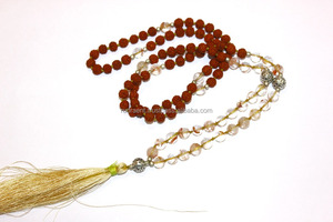 Style bohème cristal clair Yoga Mala Rudraksha bouddhiste Mala collier pour la fête de mariage ou cadeau de fiançailles - Product Image 4