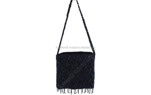 Beaded Satin Ladies Fashion Fancy Bag with Geometric Pattern and <b>Shoulder</b> <b>Strap</b> - Product Image 3