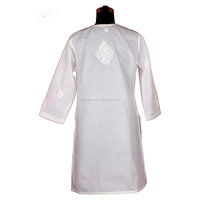 DRL027 Huhn bestickt lange Kurta indische Baumwolle Tunika Blumen Top Urlaub bekleidet Größe S, M, L, XL, XXL Western Party Wear