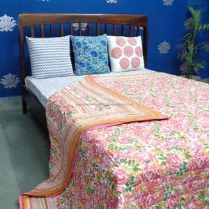 Nuevos productos de fabricante directo Edredón tamaño Queen algodón orgánico Naranja Jaal Indian Block Print Edredones de retazos al por mayor - Product Image 5