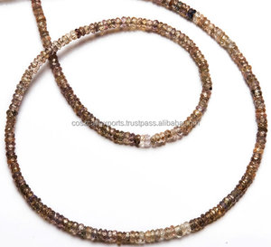 สร้อยคอลูกปัดพลอยสีน้ำตาลธรรมชาติขนาด3มม. พร้อมลูกปัดหินที่สวยงาม - Product Image 2