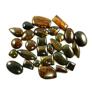 28 Stück natürlicher Boulder Opal 100 Gramm, Cabochon Edelstein für Schmuck mischen