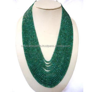 Collier de perles rondes en émeraude verte naturelle non traitée, réglable, certifié par une tierce partie - Product Image 5
