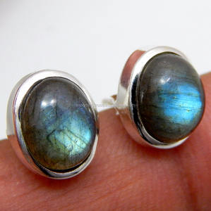 Pendientes de gota de tuerca de Plata de Ley 925 con piedras preciosas de labradorita Flash Natural, joyería de moda, suministros a granel para ella - Product Image 1