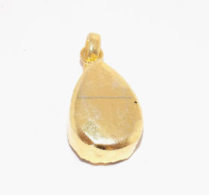 Piedra preciosa Druzy azul natural galvanizada con joyería chapada en oro, colgante de collar con forma de pera - Product Image 2