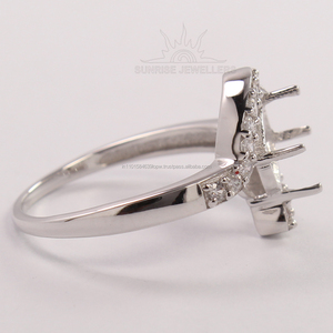 Anillo Ovalado con Engaste de Garra Clásico de Plata de Ley 925, Elegante Anillo de Compromiso con Circonita Cúbica, Semimontura de 6x8 mm, Todos los Tamaños - Product Image 2